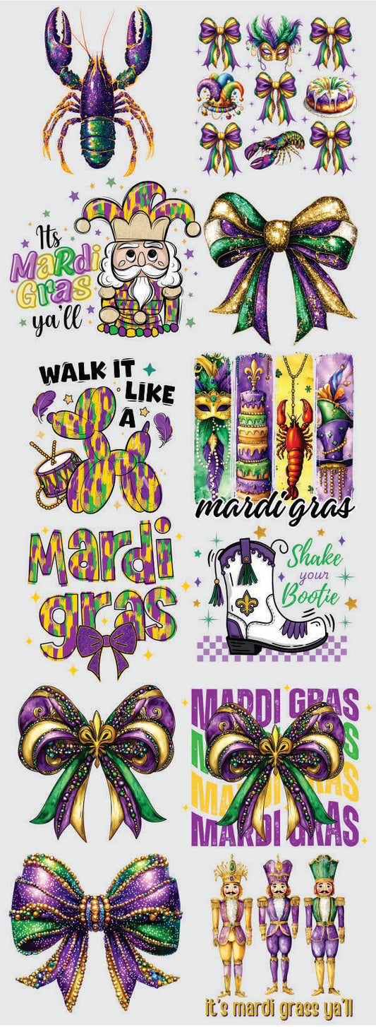 Mardi Gras 3 60" DTF Direct to Film Ready to Ship Gang Sheet